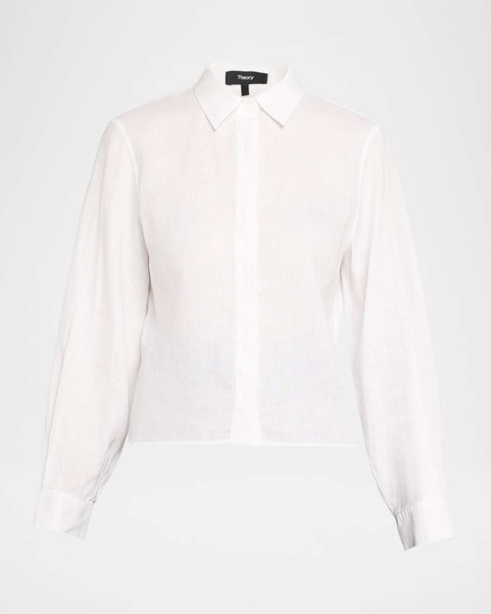 Button-Front Linen Shirt